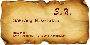 Sáfrány Nikoletta névjegykártya